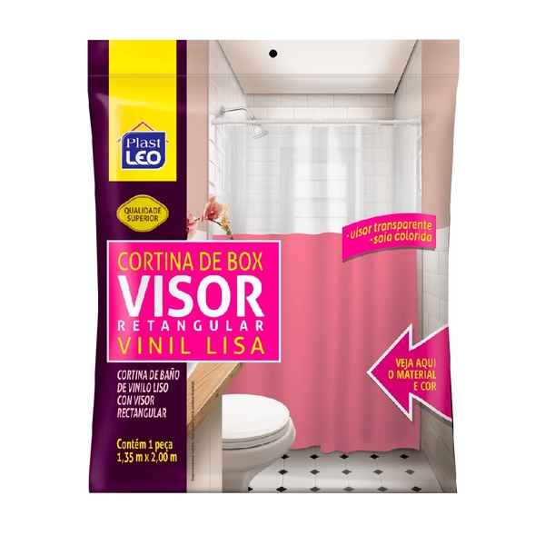 Cortina Box Branca Visor Transparente P/ Banheiro Anti Mofo