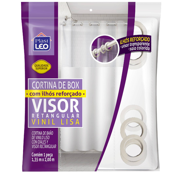Cortina Box com Ilhós e Visor Retangular 1,35x2,00m - Branco
