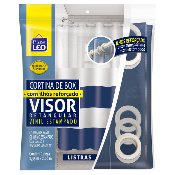 Cortina Box com Ilhós e Visor Retangular 1,35x2,00m - Listras