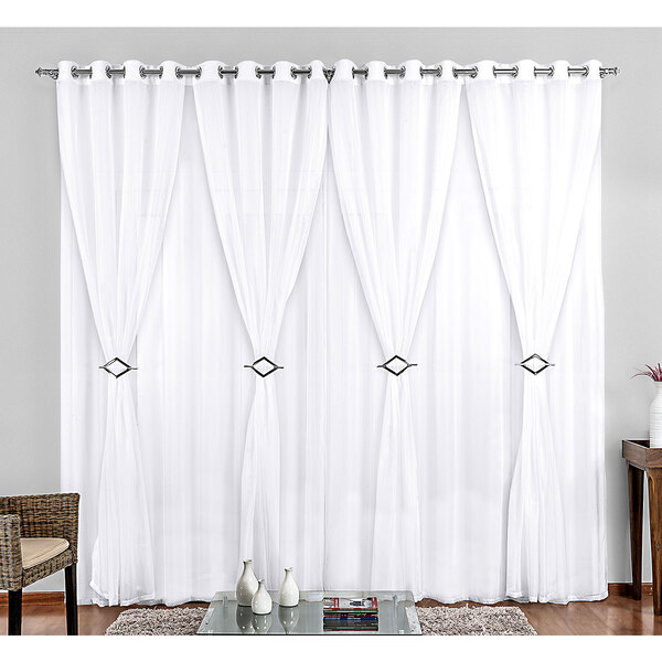 Cortina Branca Lisa Para Sala 2m X 1,70m Para Varão Simples