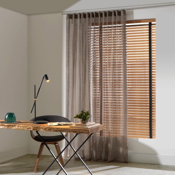 Cortina Búzios Fixação Ilhós Poliéster Cascalho 2,80X2,10m 1 Folha Bella Janela