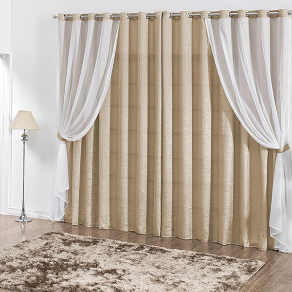 Cortina Casa Dona Dourada Em Cetim Amassado Com Detalhe De Vo