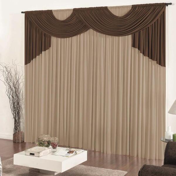 Cortina Casa Dona Esmeralda Tabaco Com Bege 200x170cm