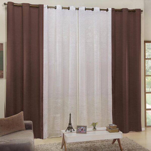 Cortina Celeste 4 00m X 2 70m Cetim Amassadinho - Tabaco