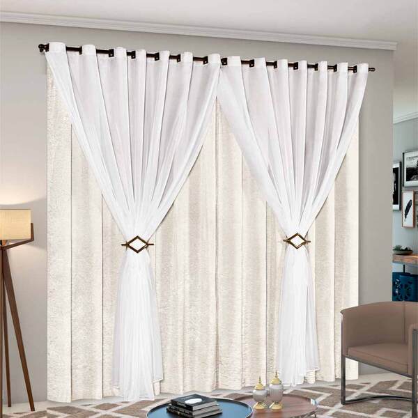 Cortina Cetim Voil Com Presilhas Cecília Para Sala Quarto 3 0