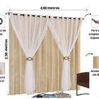 Cortina Cetim Voil Com Presilhas Cecília Para Sala Quarto 4 0