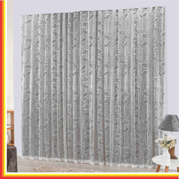 Cortina Charme Em Renda Com Voal 2 00 X 1 70 Para Varão - Tab