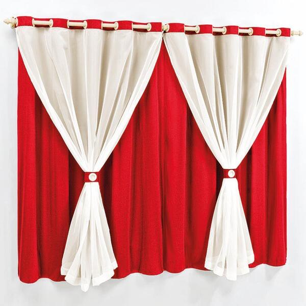 Cortina Dani Para Varão Tecido Malha E Voal 3,00m X 2,80m Ver