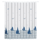 Cortina de Box Poliéster Branca e Azul 1,80x1,98m Bella Casa