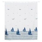 Cortina de Box Poliéster Branca e Azul 1,80x1,98m Bella Casa