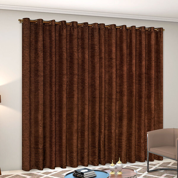 Cortina De Cetim Amassado 3m X 2,50m Tabaco Ideal Para Varão