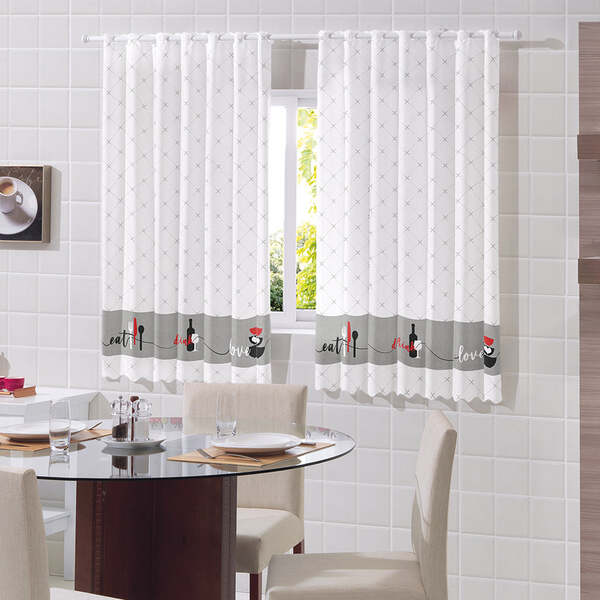 Cortina De Cozinha Bella Janela Love - 2,20 X 1,20m