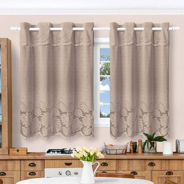 Cortina De Cozinha Costela De Adão 2,50x1,25(m) Champagne