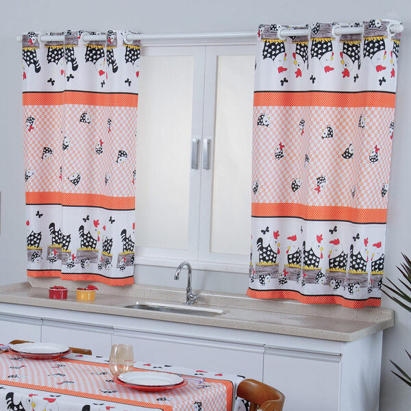 Cortina De Cozinha Estampada Galinhas - 125x200cm