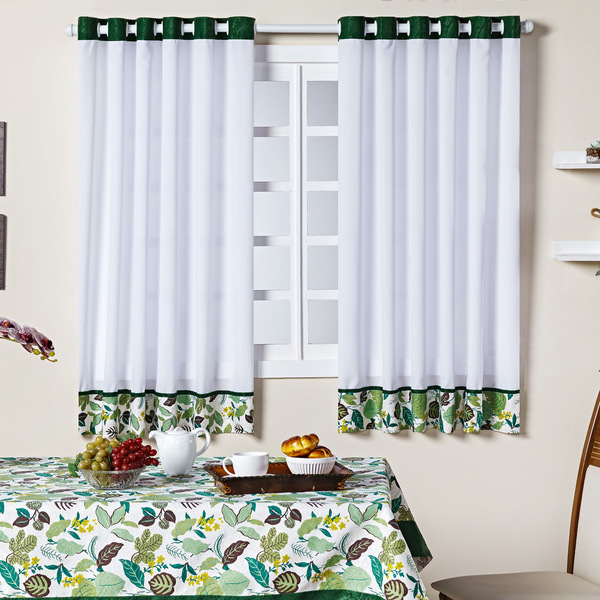Cortina De Cozinha Jade Folha Verde 2 00m X 1 40m