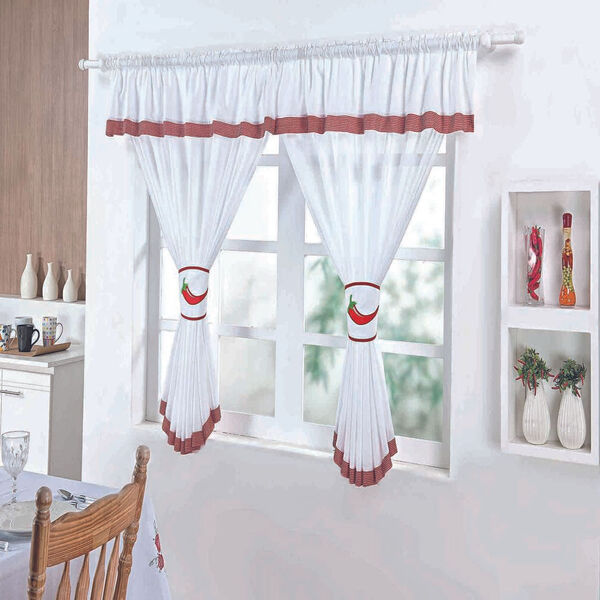 Cortina De Cozinha Pimenta Branca Guga Tapetes