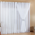 Cortina De Gaze De Linho Branco 3,00x2,80m Voil Bordado/ Poli