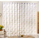 Cortina De Jacquard Folhas 3m X 2,60m Bege Para Varão Simples