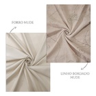 Cortina De Linho Bordado Nude Com Forro 2,20m X 2,70m