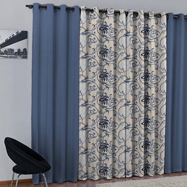 Cortina De Parede Para Varão Larissa Prime Azul 1 Peça Textil