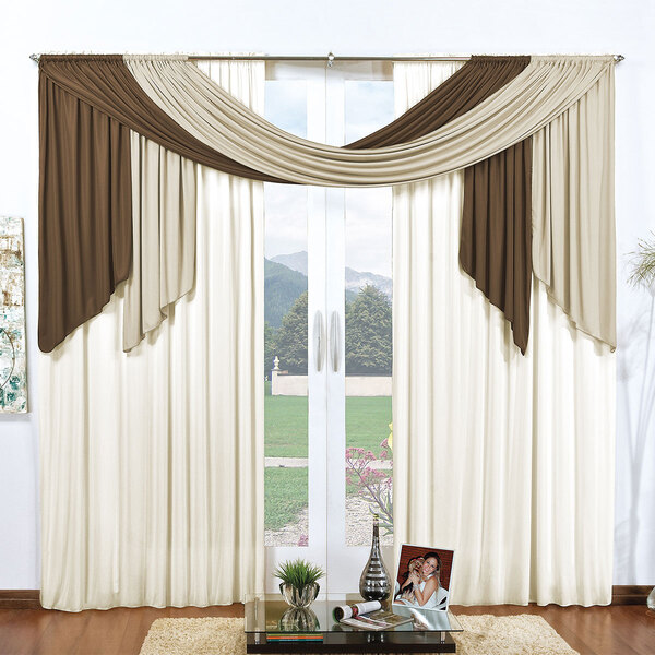 Cortina De Quarto Palha / Marrom Varão Duplo 3m X 2,80m Para