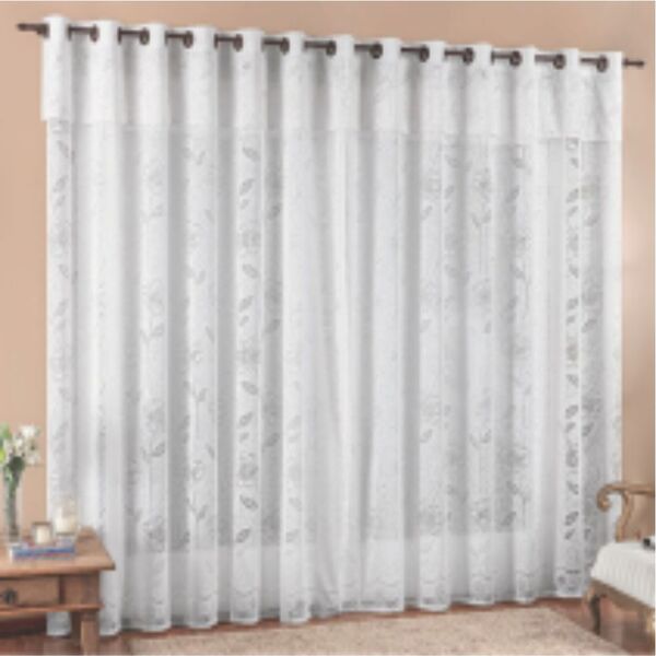 Cortina De Renda Branca Para Sala / Quarto 2m X 2,50m De Varã