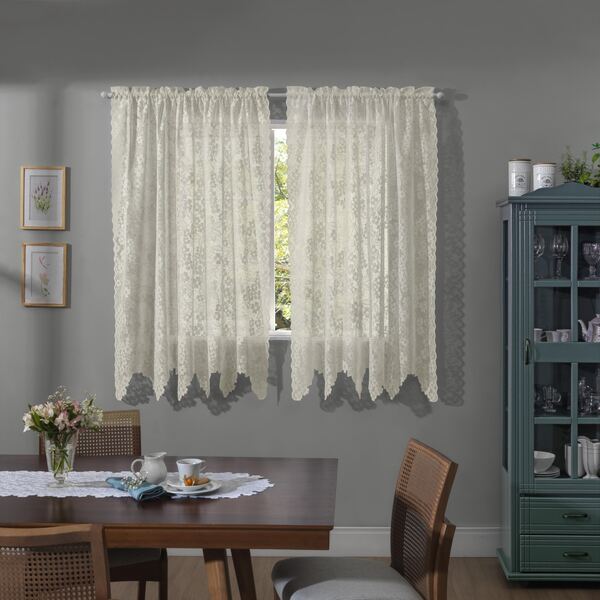 Cortina de Renda Cozinha Cerejeira 2,80m x 1,60m Marfim