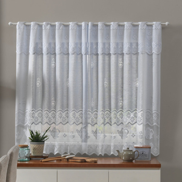 Cortina de Renda Lisa Bule 2,20m x 1,20m x 30cm Branca