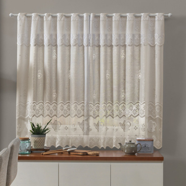 Cortina de Renda Lisa Bule 2,80m x 1,20m x 30cm Marfim