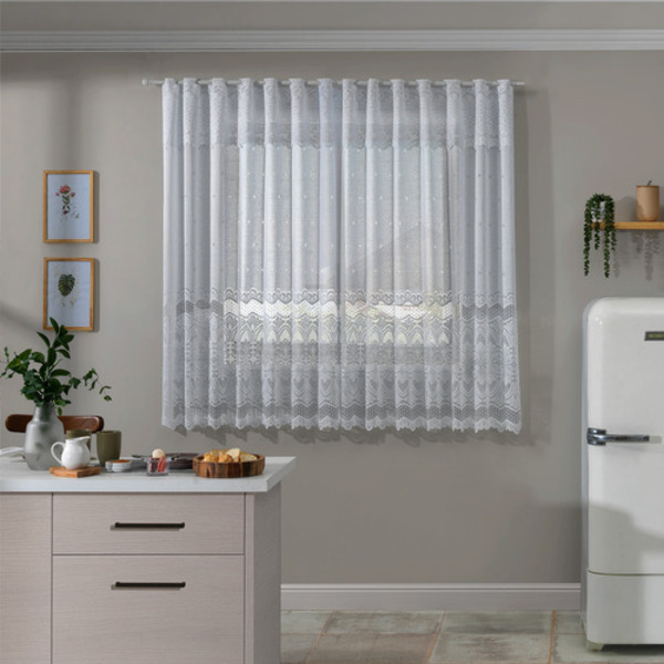 Cortina de Renda para Cozinha Arabesco Lisa 2,80m x 1,20m x 3