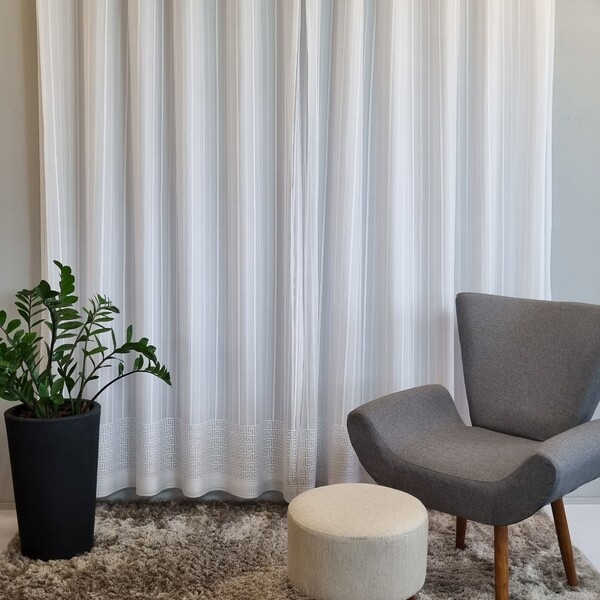 Cortina de Renda Sala e Quarto Olímpia 3,5m x 2,20m Branca