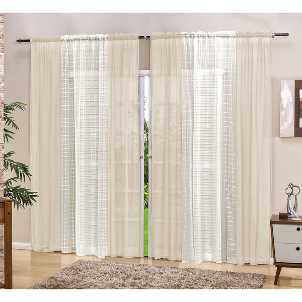 Cortina De Sala Ou Quarto 3m X 2,50m Grécia Com Voal Xadrez 3