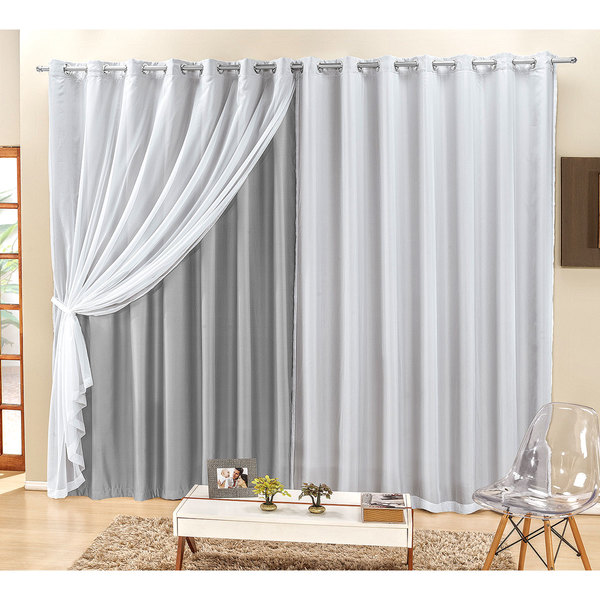 cortina de varao sala quarto 3m x 2 50m varao simples com voil