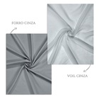 Cortina De Voil Cinza Com Forro E Ilhós Cromado 1,70 X 2,70m