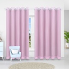 Cortina De Voil Rosa Com Forro E Ilhós Cromado 1,70m X 2,70m