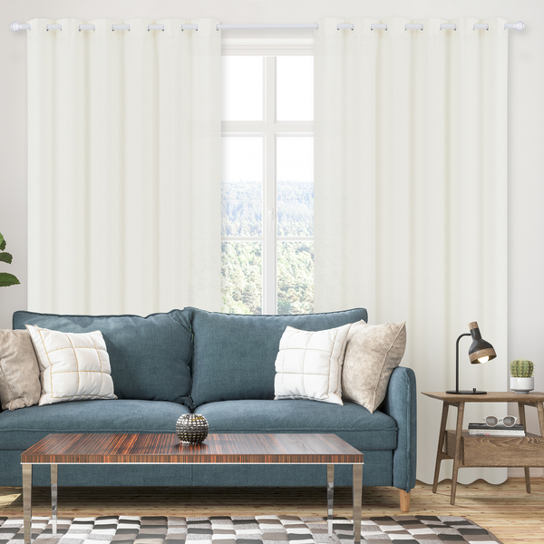 Cortina Deco Ateliêr Off-White Algodão Ilhós 4,0x2,60m 2 Folhas Namedi