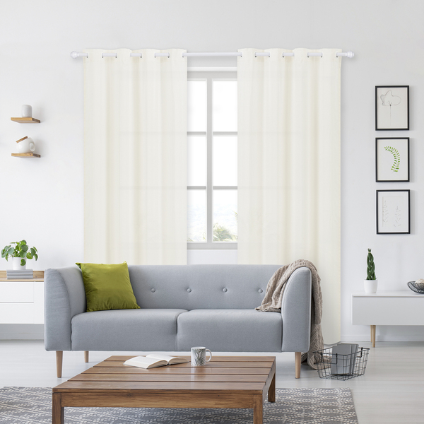 Cortina Deco Ateliêr Off-White Algodão Ilhós 2,80x2,30m 2 Folhas Namedi