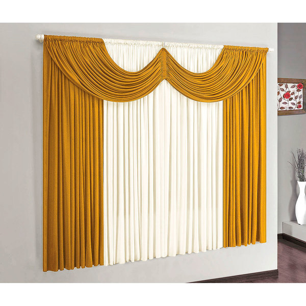 cortina decorativa para sala mostarda 2m x 1 70m de altura ideal para varao simples de 2 metros