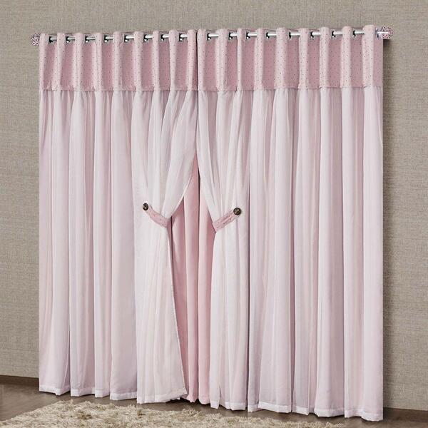 Cortina Dubai Tecido Blackout E Voal 3,00m X 2,50m Janela - R