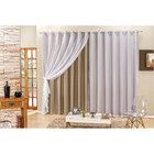 Cortina Elegance 4m X 2,50m Bege Para Varão Simples Sala Ou Q