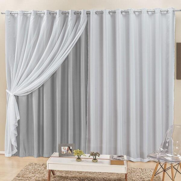 Cortina Elegance Para Trilho Comum Tecidos Semi Blackout E Vo