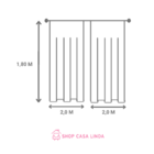 Cortina Elegante Decoração Yasmin Rústica 2,00mx1,80m Cor Azu