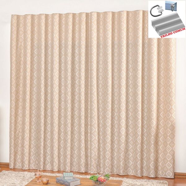 Cortina Em Jacquard Bahamas 2 00 X 1 70 Para Trilho Comum - B