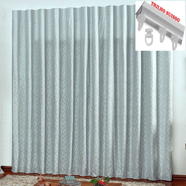 Cortina Em Jacquard Bahamas 2 00 X 1 70 Para Trilho Suisso -