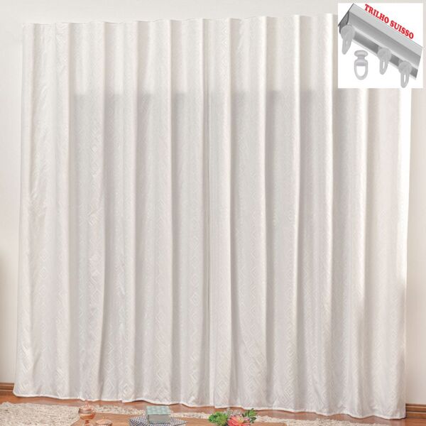 Cortina Em Jacquard Bahamas 2 00 X 1 70 Para Trilho Suisso -