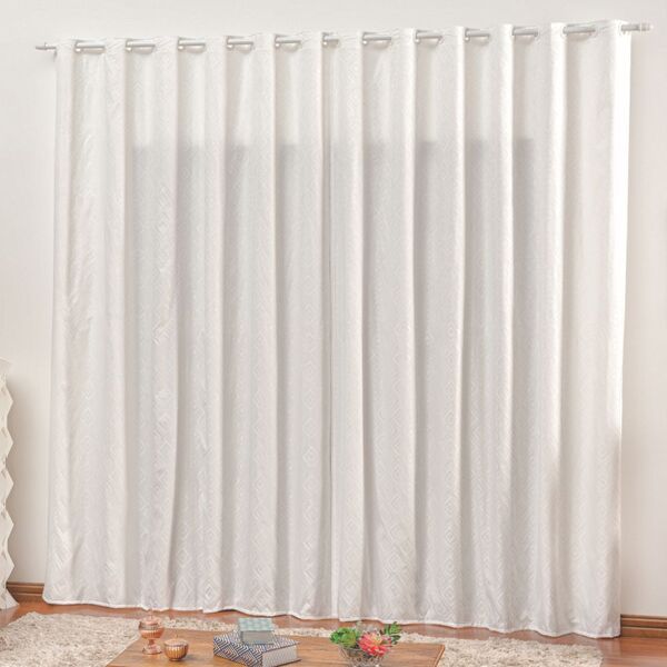 Cortina Em Jacquard Bahamas 2 00 X 1 70 Para Varão - Branca -