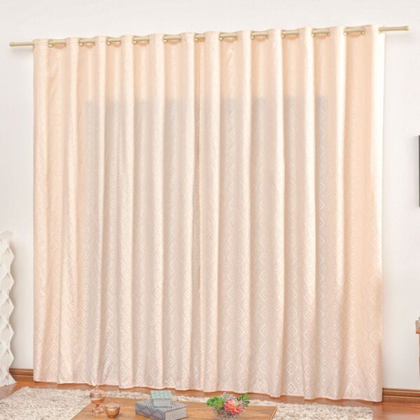 Cortina Em Jacquard Bahamas 3 00 X 2 70 Para Varão - Palha -