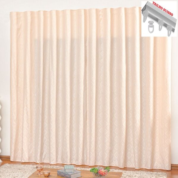 Cortina Em Jacquard Bahamas 4 00 X 2 70 Para Trilho Suisso -