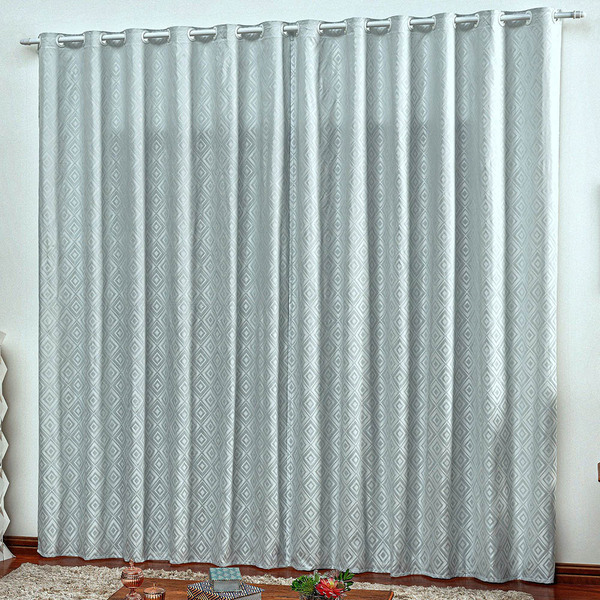 Cortina Em Jacquard Degradê 2 00 X 1 70 Para Varão - Cinza -