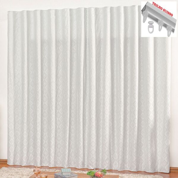 Cortina Em Jacquard Degradê 3 00 X 2 70 Para Trilho Suisso -